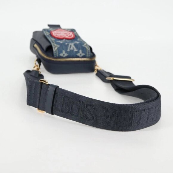 LOUIS VUITTON LV Squared Double Phone Pouch Blue M81060 LV Auth 132489M - Picture 8 of 14